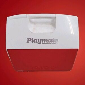 Vintage 80s Playmate by Igloo Cooler Red White Side Push Button Open 16 QT Beach